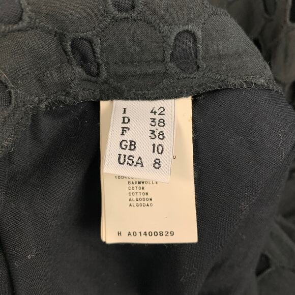 MOSCHINO Size 8 Black Cotton Eyelet A-Line Skirt - Picture 6 of 7